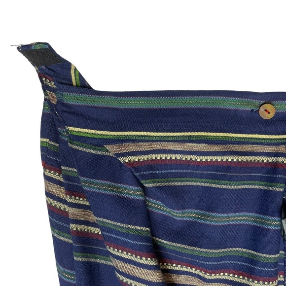 Liz Wear Vintage Striped Cotton Button Velcro Closure Wrap Around Skirt - Sz 10P - Picture 6 of 13
